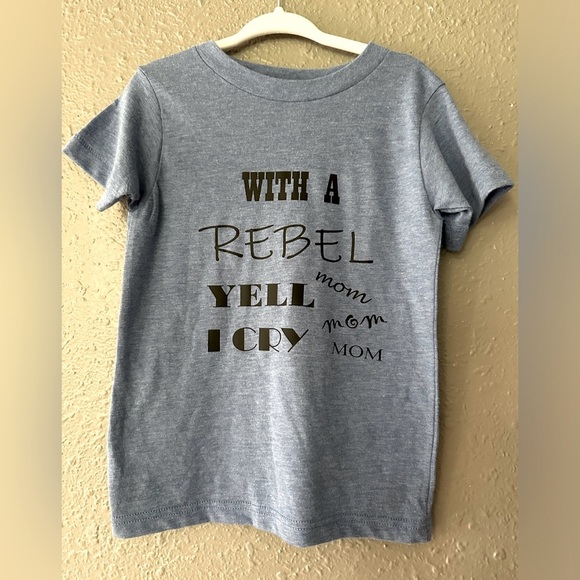 Boys Size 2T-3T Gray T-Shirt - “With a Rebel Yell” - Kids Graphic Tee - Picture 1 of 7